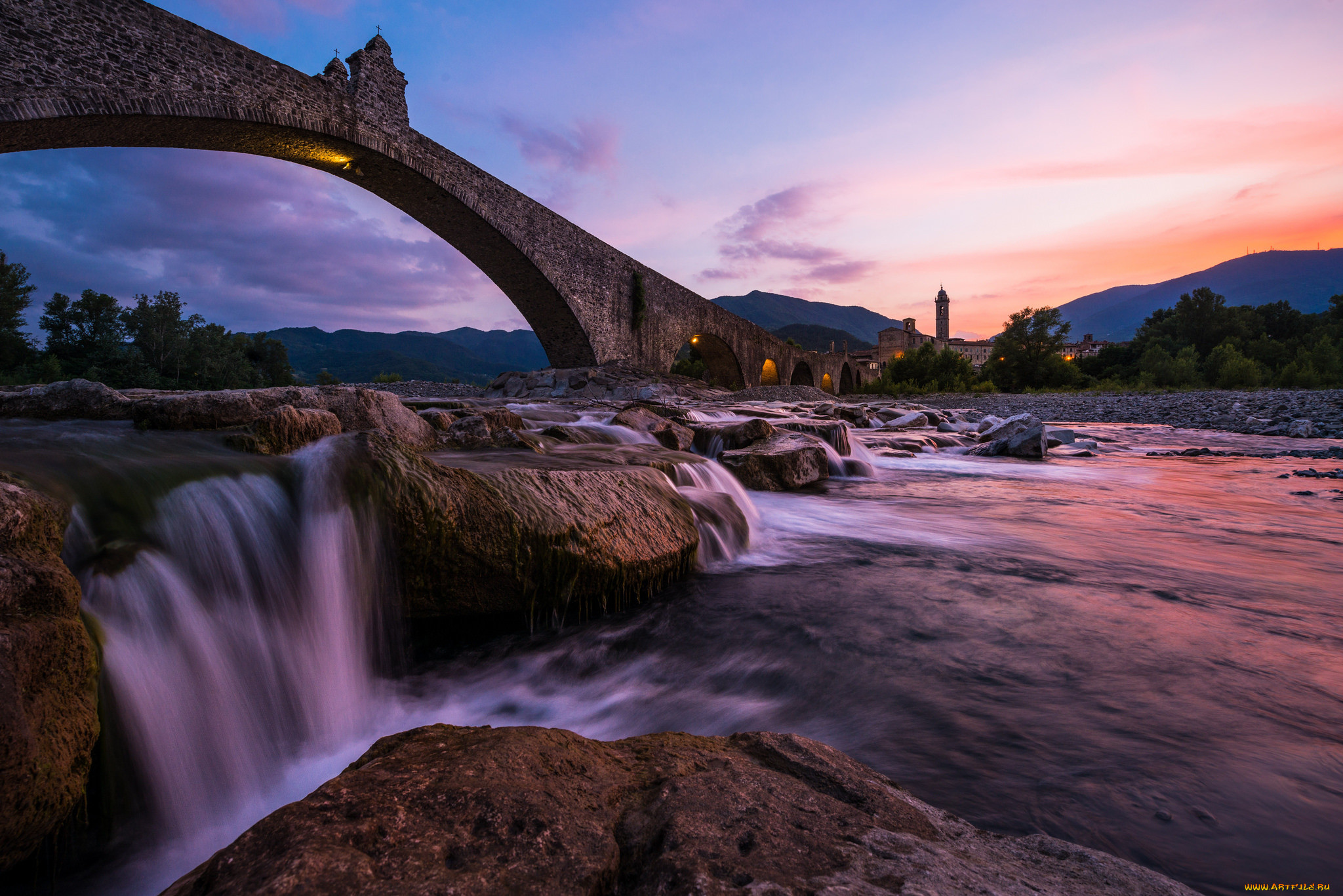 , - , , , trebbia, river, humpback, bridge, , , , , ponte, gobbo, , italy, bobbio